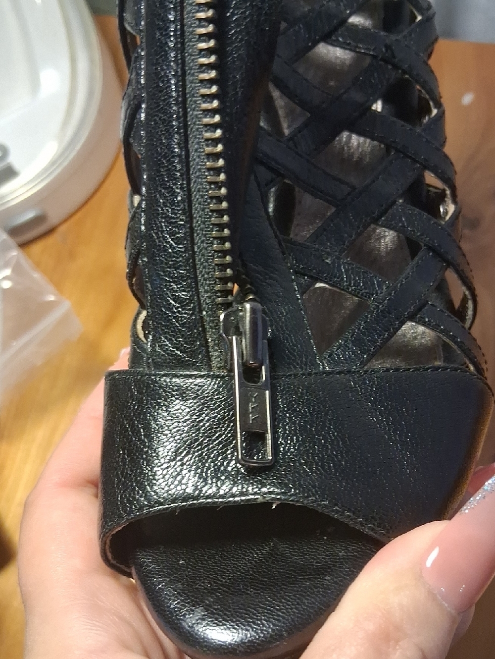 Sofft Black Strappy Peep-Toe Heels with Front Zip Size 7 - Picture 13 of 13